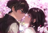 Rompecabezas Couple under Sakura