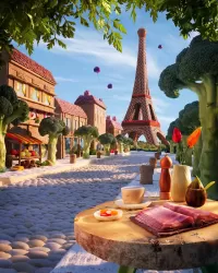 Пазл Париж из броколли 