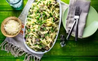 Jigsaw Puzzle Pasta with mushrooms