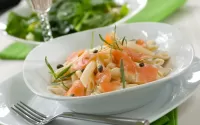 Jigsaw Puzzle Pasta with salmon