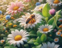 Bulmaca Bee on a daisy