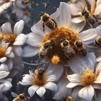 Jigsaw Puzzle Bees on daisies