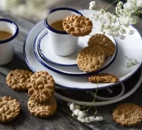 Jigsaw Puzzle Cookies and gypsophila