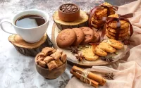 Jigsaw Puzzle Cookies with cinnamon for coffee