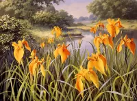 Слагалица Landscape with irises