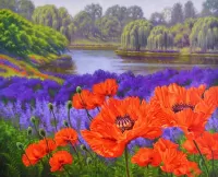 Jigsaw Puzzle Landscape with flowers