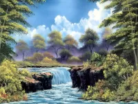 Bulmaca Landscape with waterfall