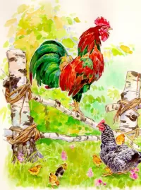Puzzle Cock on a pole