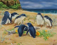 Jigsaw Puzzle Penguins by the sea