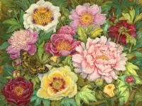 Jigsaw Puzzle Peonies and butterfly