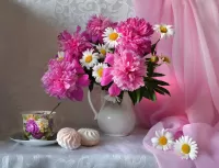 Jigsaw Puzzle Peonies and daisies