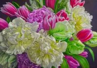 Jigsaw Puzzle Peonies and tulips
