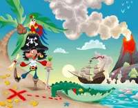 Jigsaw Puzzle Pirate on the island