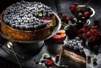 Quebra-cabeça Cake with blueberries