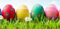 Quebra-cabeça Easter eggs and daisy