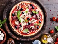 Jigsaw Puzzle Pizza with basil