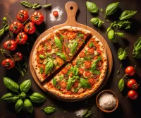 Jigsaw Puzzle Pizza with greens