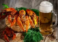 Jigsaw Puzzle Beer and crayfish