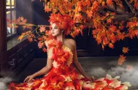 Quebra-cabeça Dress of leaves