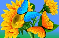 Bulmaca Sunflower and butterflies