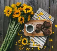 Quebra-cabeça Sunflowers and brownies
