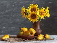 Jigsaw Puzzle Sunflowers and pears