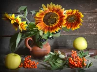 ジグソーパズル ヒマワリと山の灰