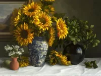 Jigsaw Puzzle Sunflowers in vase