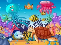 Puzzle underwater inhabitants
