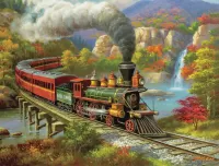 Jigsaw Puzzle Train on the bridge
