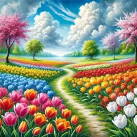 Jigsaw Puzzle Tulip field