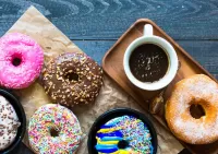Jigsaw Puzzle Donuts and a Cup