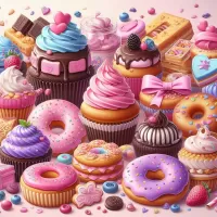 Jigsaw Puzzle Donuts and cupcakes