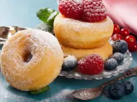 Jigsaw Puzzle Donuts and berries