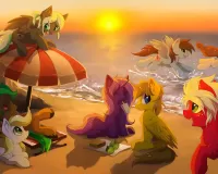 Пазл Пони на пляже