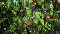 Jigsaw Puzzle Parrots among the flowers