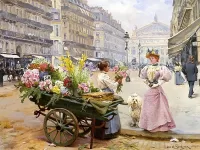Пазл Продавщица цветов