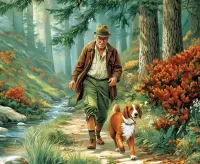 Rompecabezas Caminando con el perro