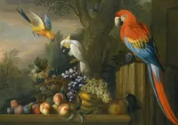 Jigsaw Puzzle Birds and fruit