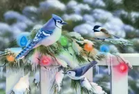 Jigsaw Puzzle Birds and garland