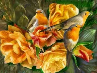 Jigsaw Puzzle Birds and roses