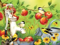 Puzzle Birds and apples