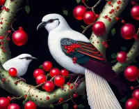 Jigsaw Puzzle Birds with berries
