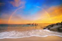 Rompecabezas rainbow on the beach