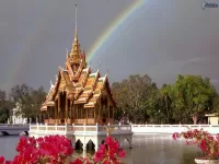 Rompecabezas Rainbow over pagoda