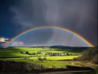 Zagadka rainbow over the field