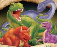 Пазл Разноцветные динозавры