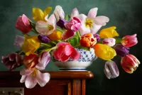 Пазл Разноцветные тюльпаны