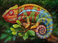 Puzzle colorful chameleon