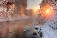 Пазл Река зимой